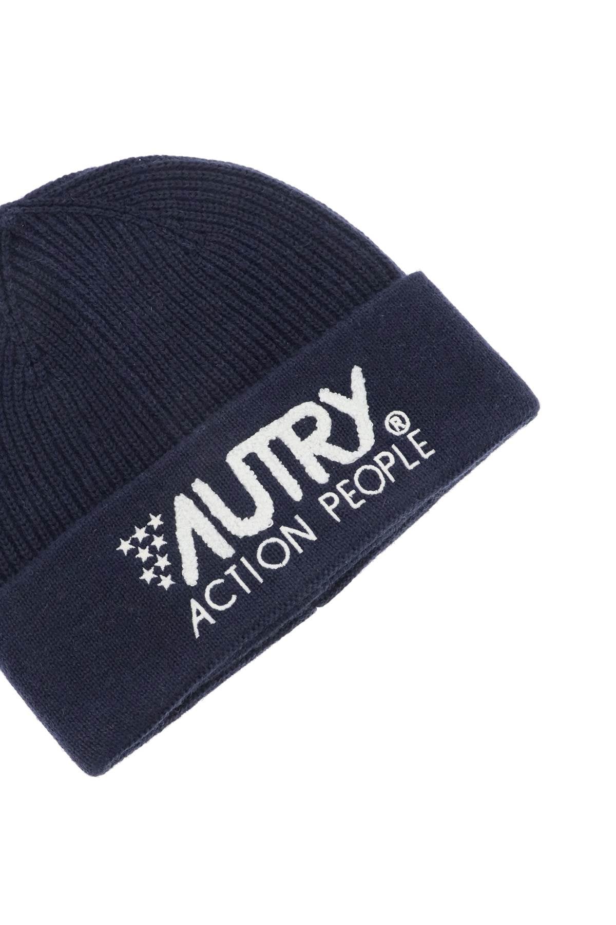 Beanie Hat With Embroidered Logo  - Blu