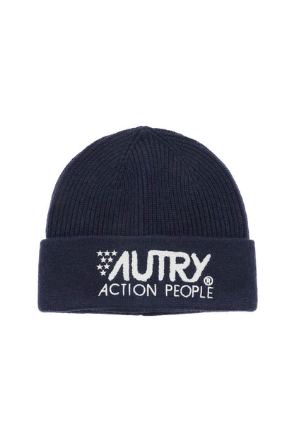 Beanie Hat With Embroidered Logo  - Blu