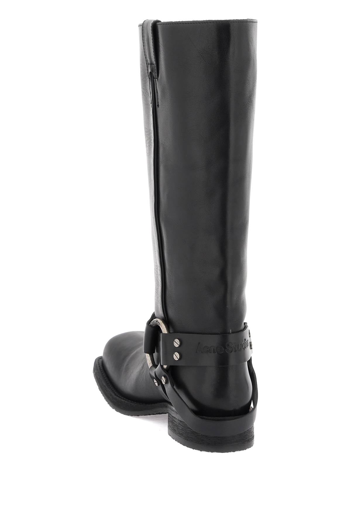 Leather Biker Boots In  - Black