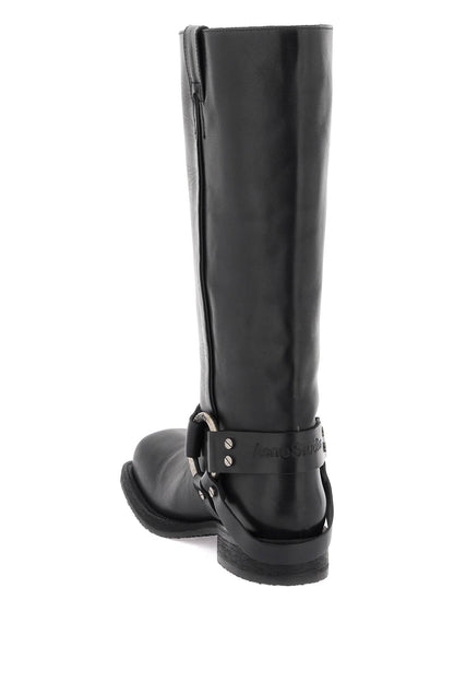 Leather Biker Boots In  - Black