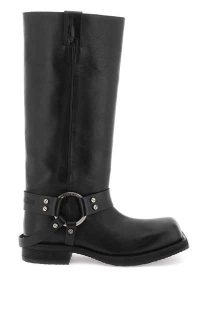 Leather Biker Boots In  - Black