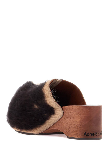 Wooden Clogs In Pony Hair  - Brown