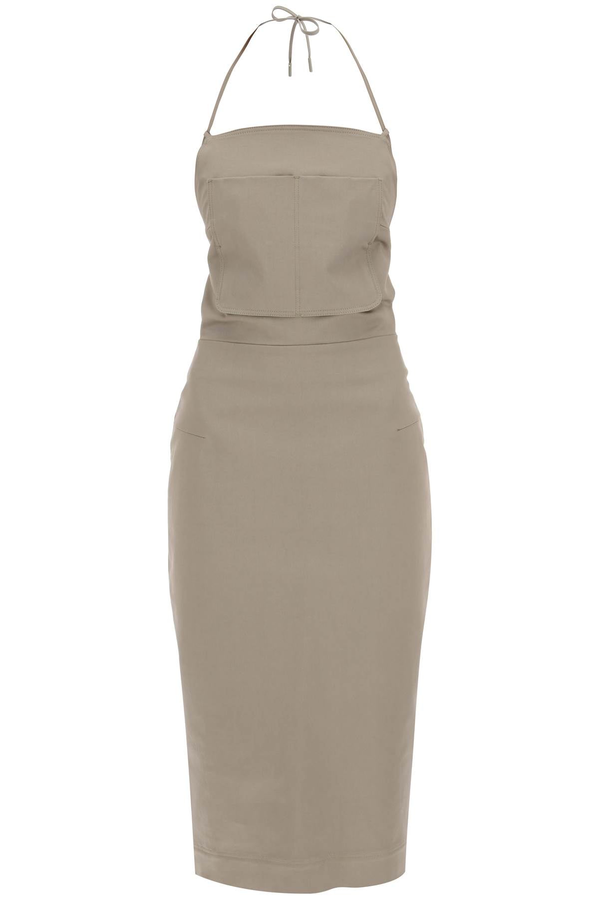 Workwear Dress With Emb  - Khaki