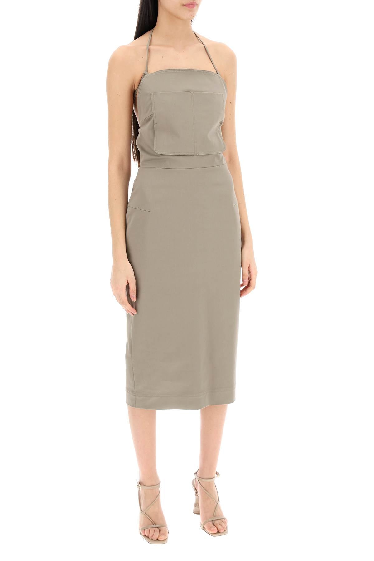 Workwear Dress With Emb  - Khaki