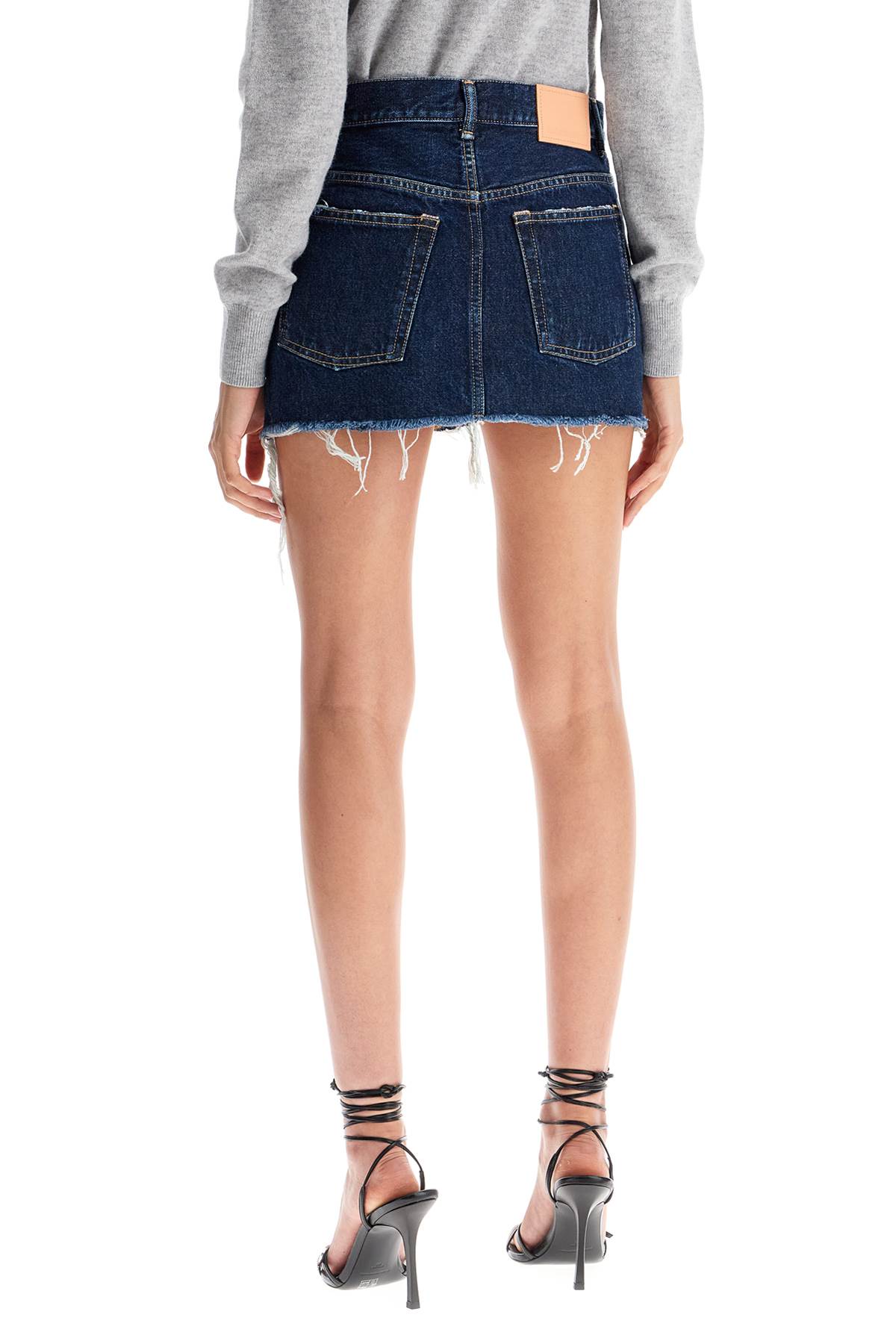 Destroyed Denim Mini Skirt  - Blue