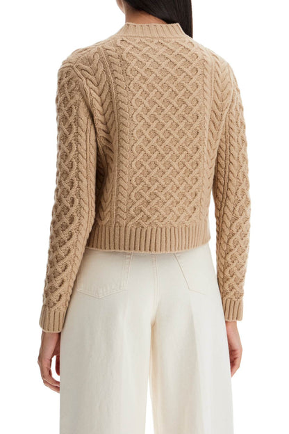 Aran Knit Cardigan  - Beige