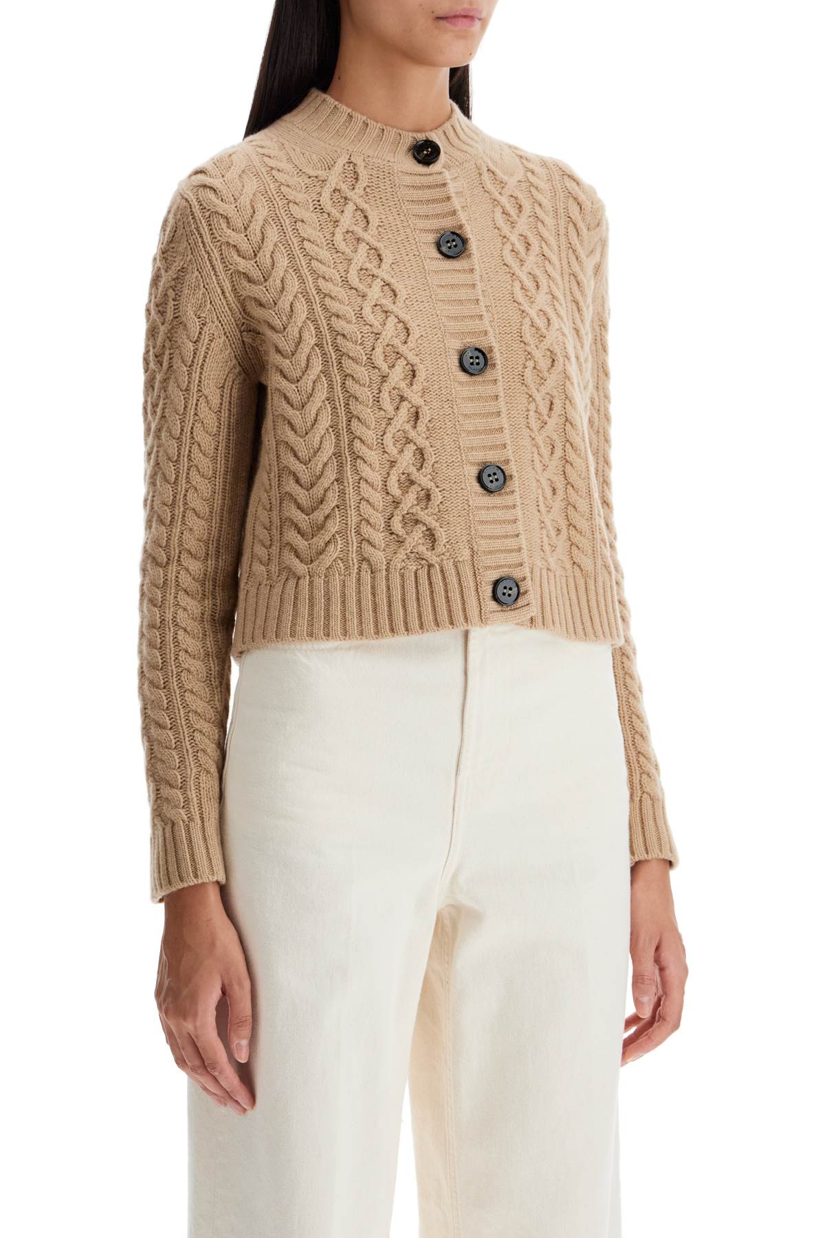 Aran Knit Cardigan  - Beige