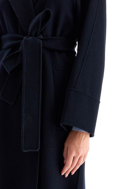 Woolen Robe-style Coat With  - Blue