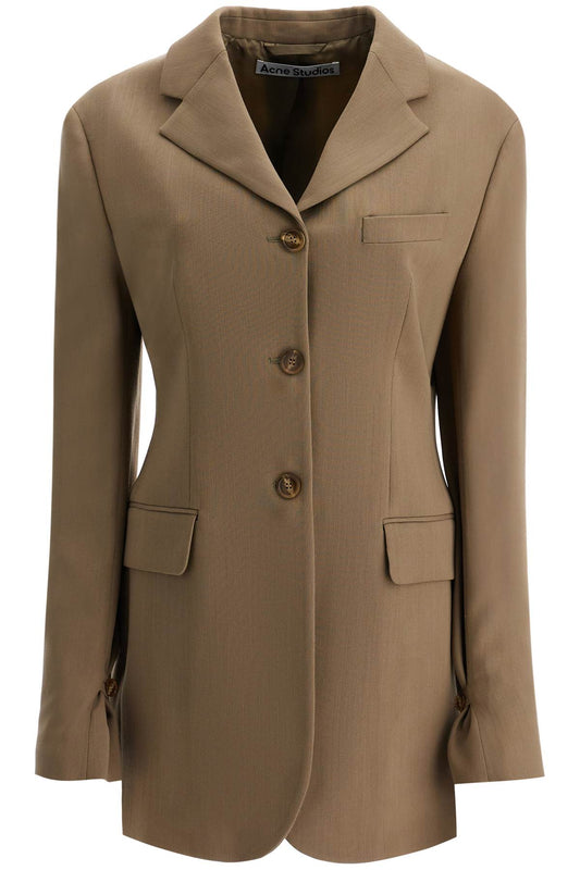 Tailored Wool Blend Jacket For Men  - Khaki