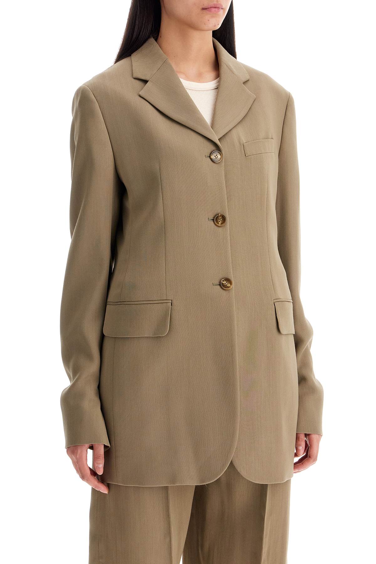 Tailored Wool Blend Jacket For Men  - Khaki