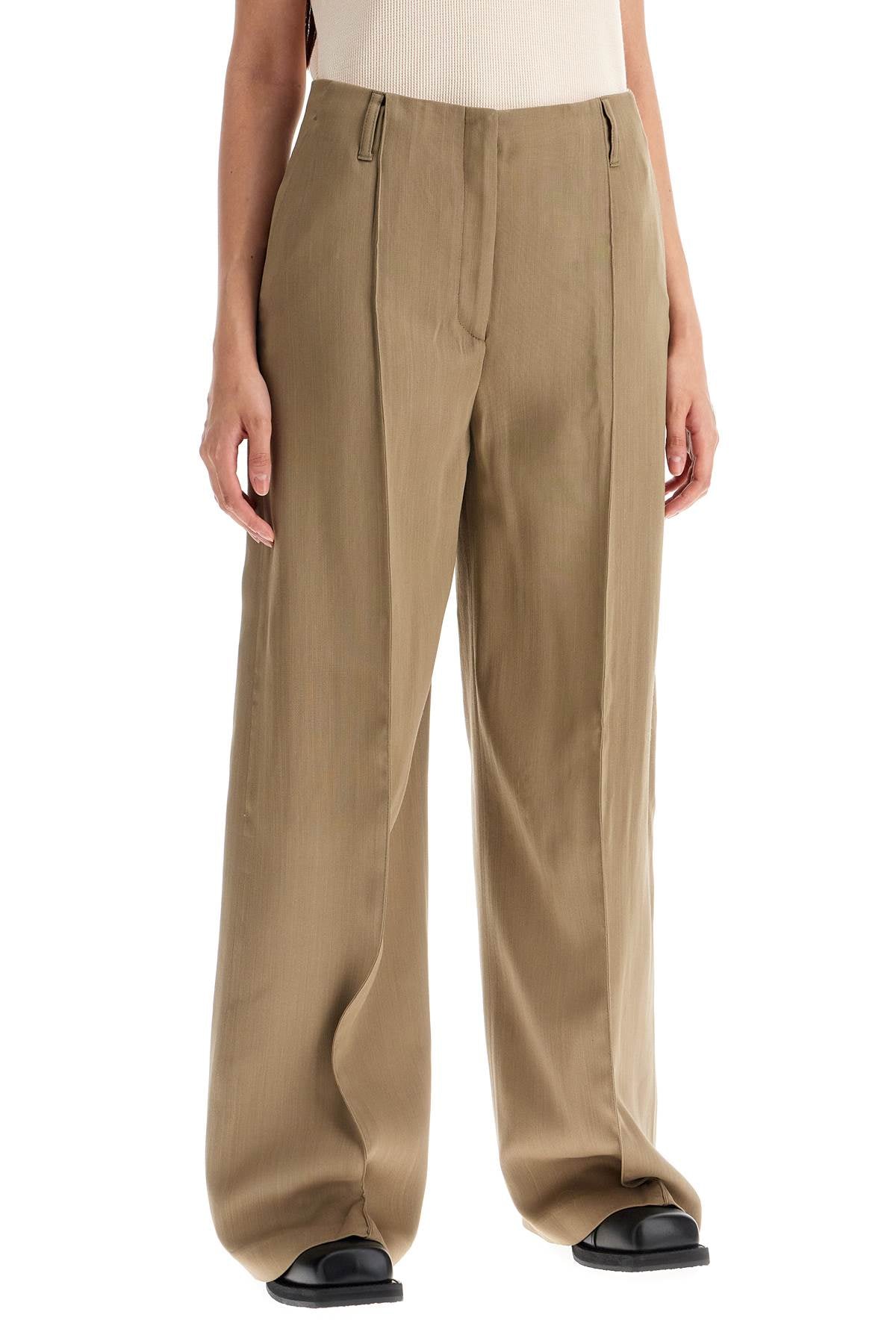 Tailored Wool Blend Trousers  - Khaki