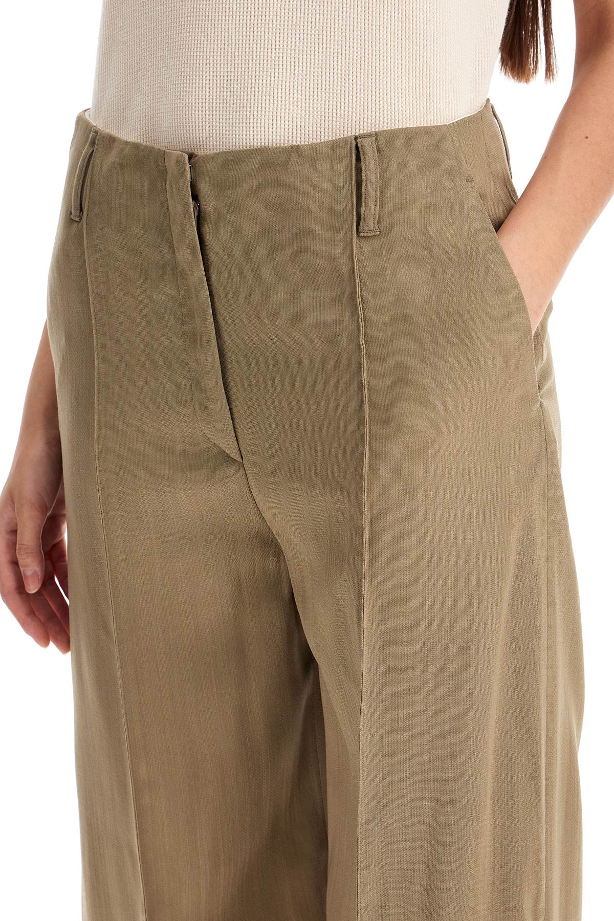 Tailored Wool Blend Trousers  - Khaki