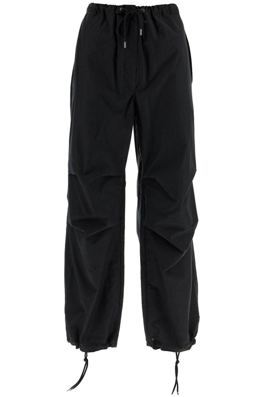 Cotton Blend Parachute Pants For Men  - Black