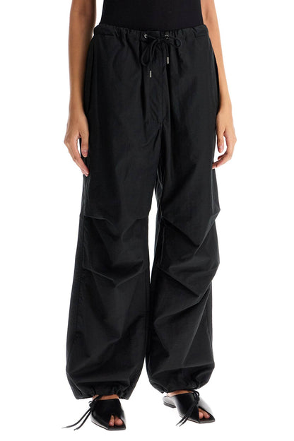 Cotton Blend Parachute Pants For Men  - Black