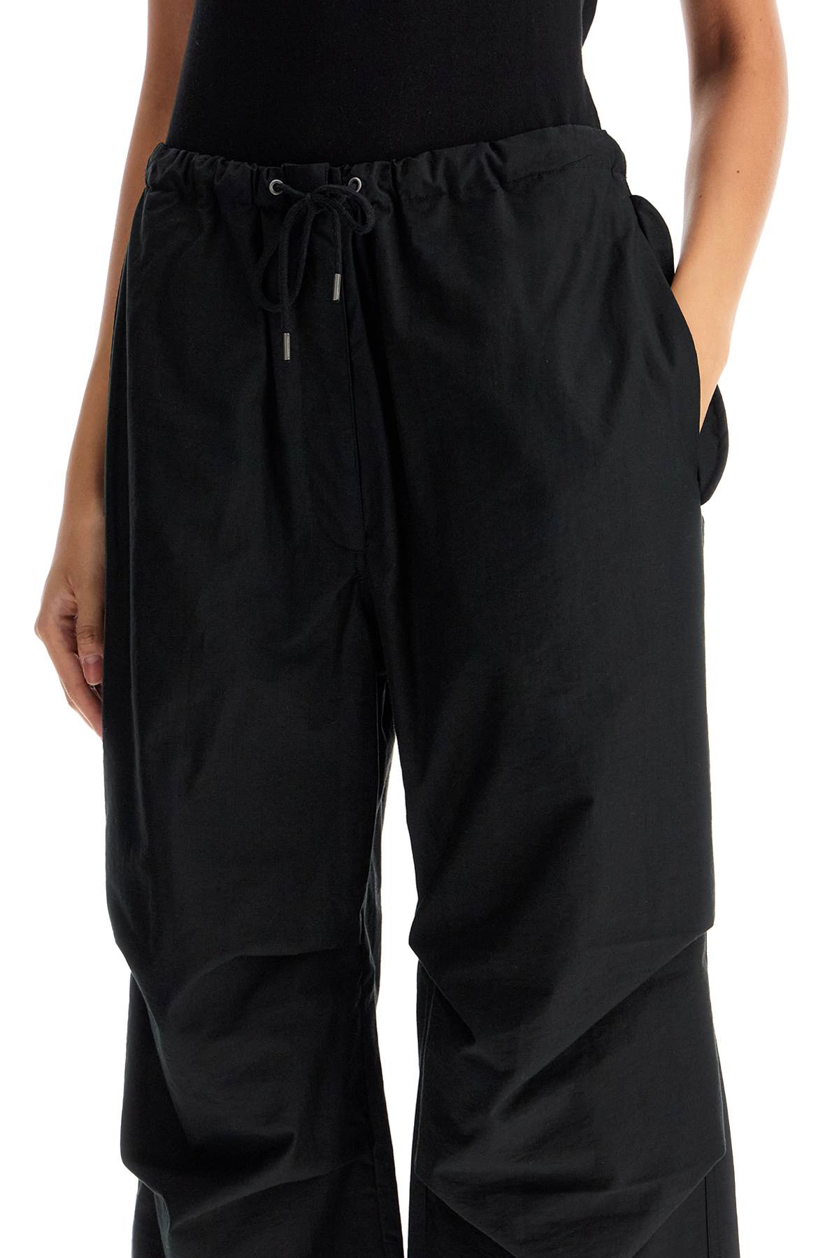 Cotton Blend Parachute Pants For Men  - Black