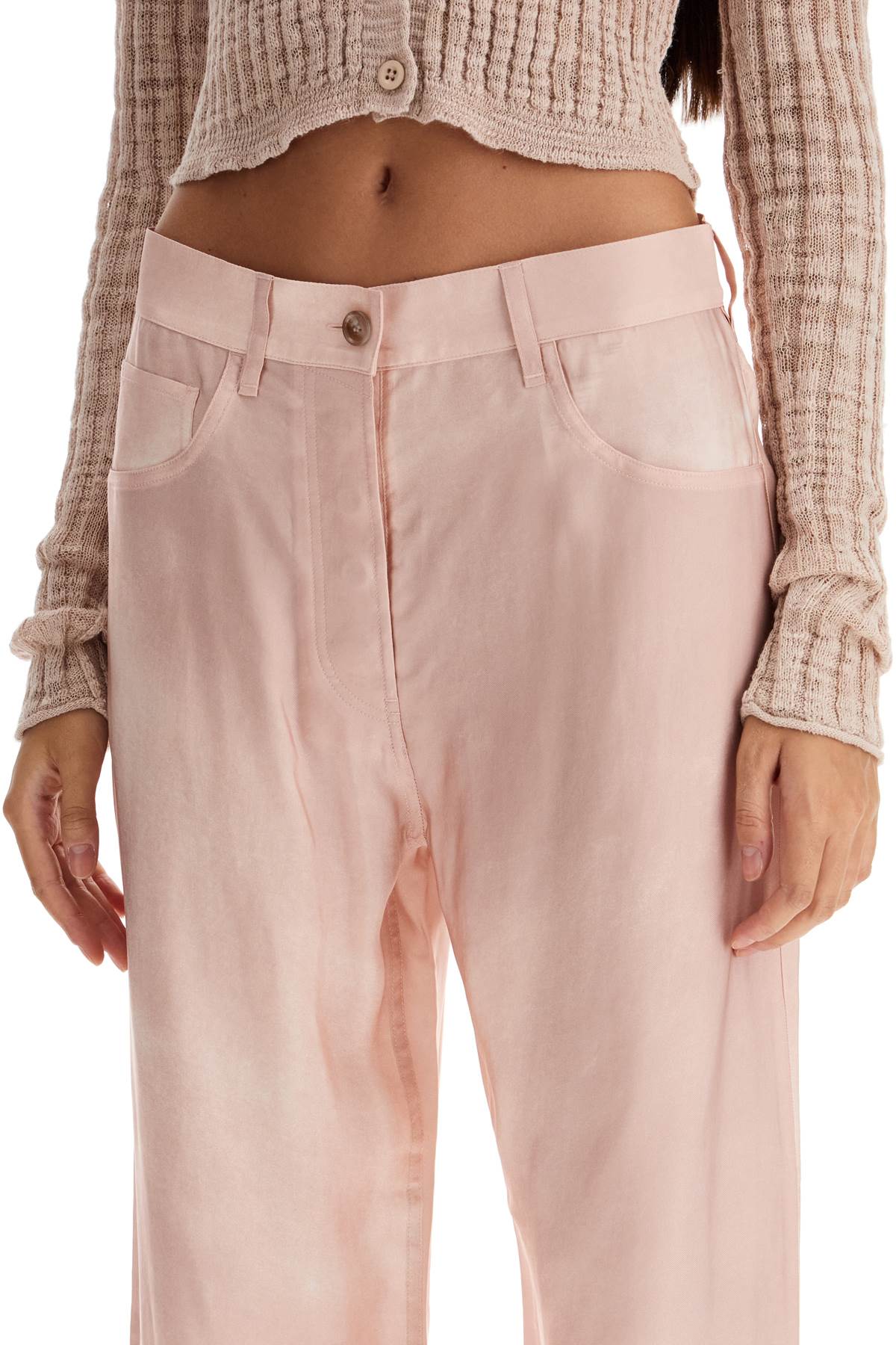 "denim Effect Trousers  - Pink