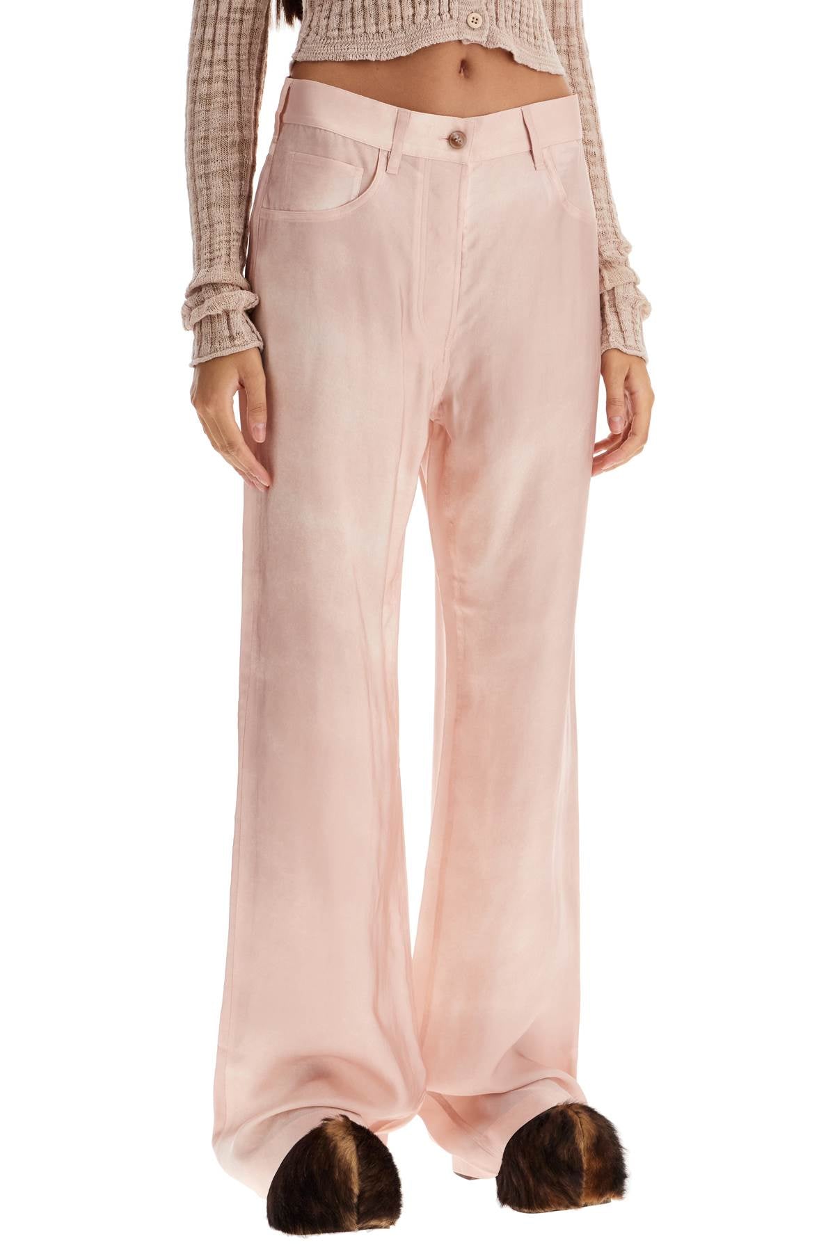 "denim Effect Trousers  - Pink