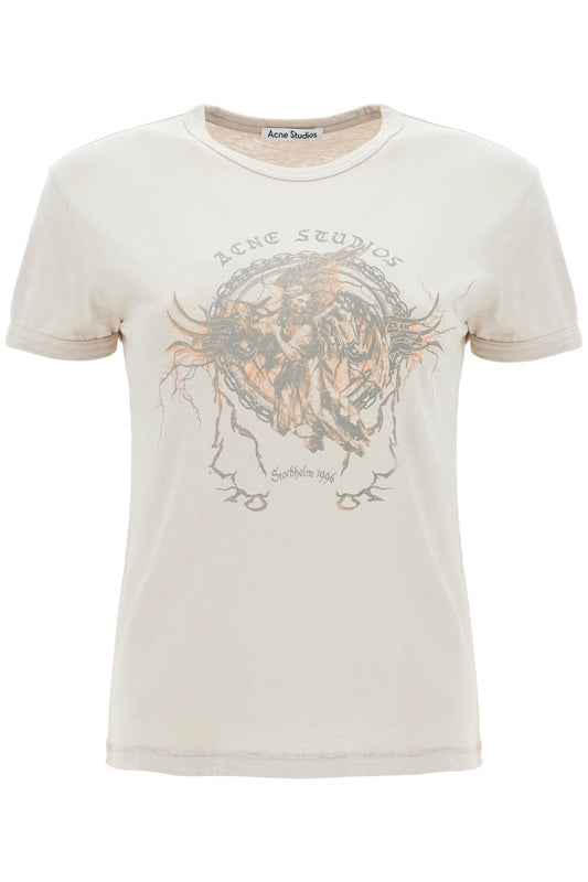 Printed Slim Fit T-shirt  - Grigio