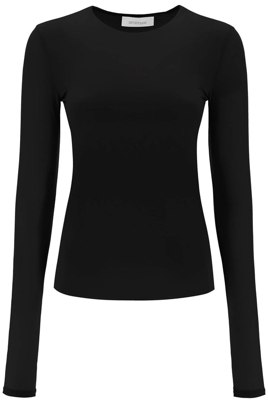 Stretch Jersey Long-sleeved T-shirt  - Black