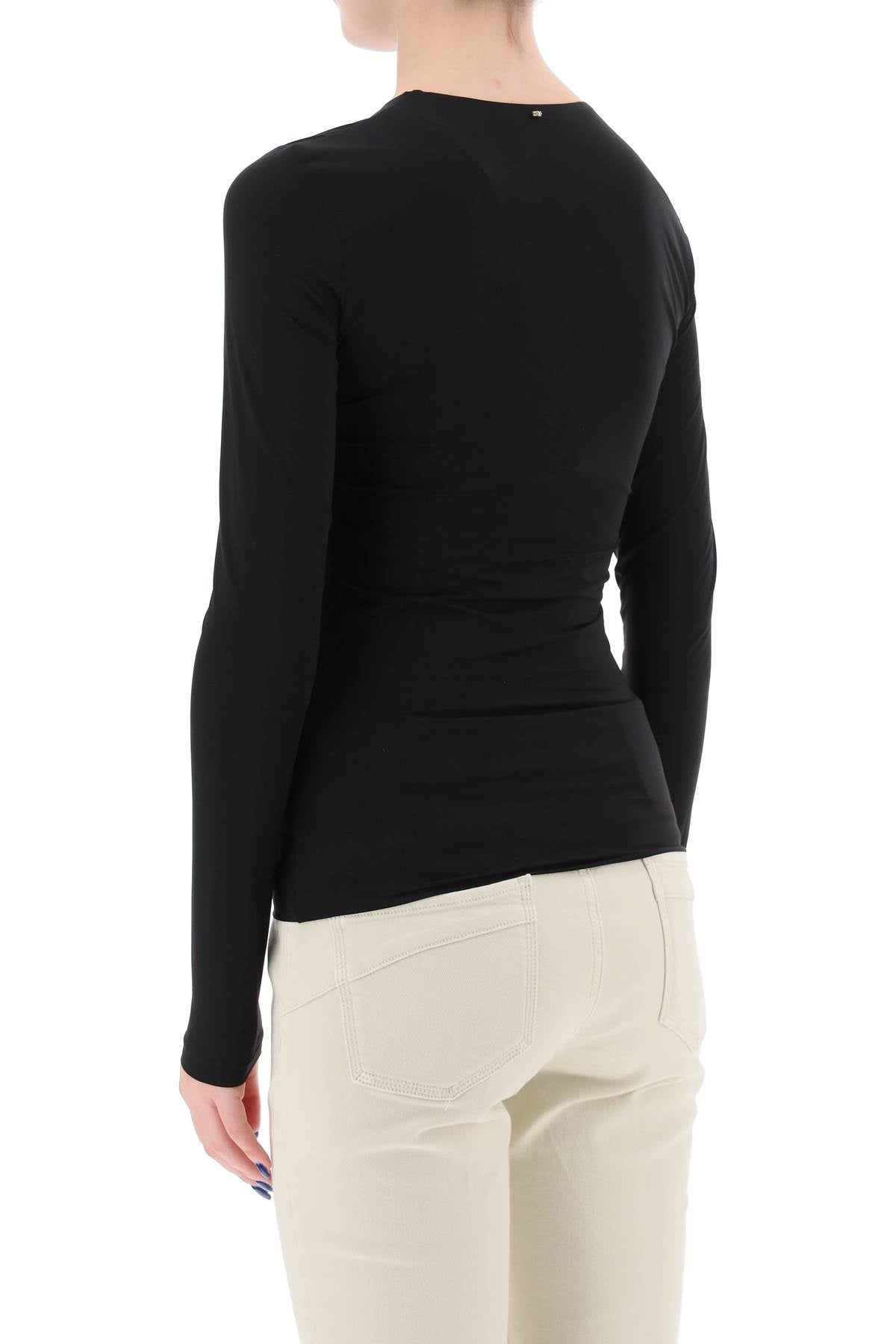 Stretch Jersey Long-sleeved T-shirt  - Black