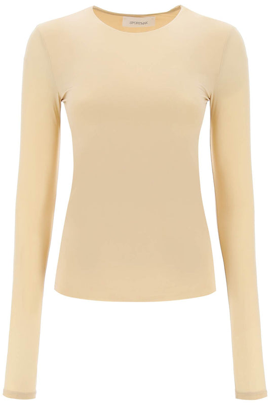 Stretch Jersey Long-sleeved T-shirt  - Beige