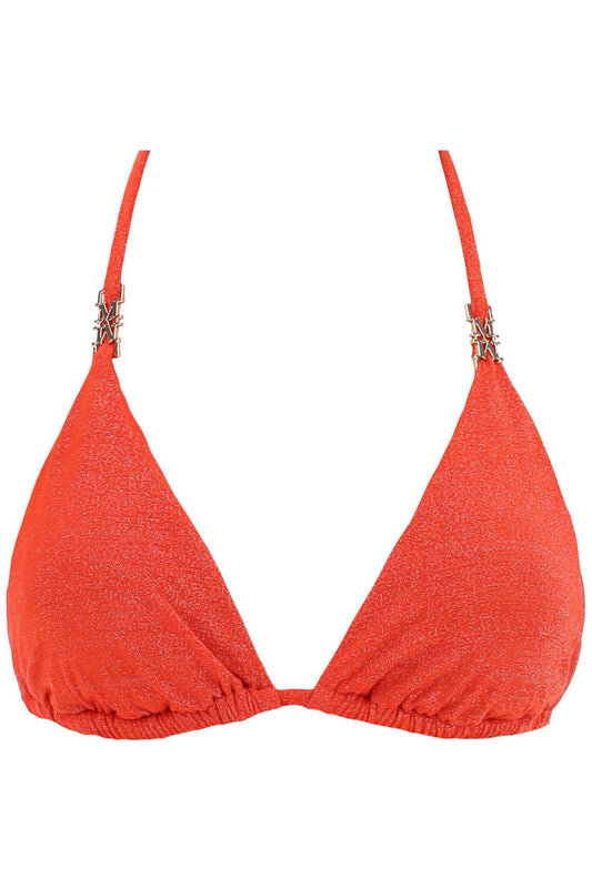 Triangle Bikini Top In Jersey And Lurex Fabric  - Metallic