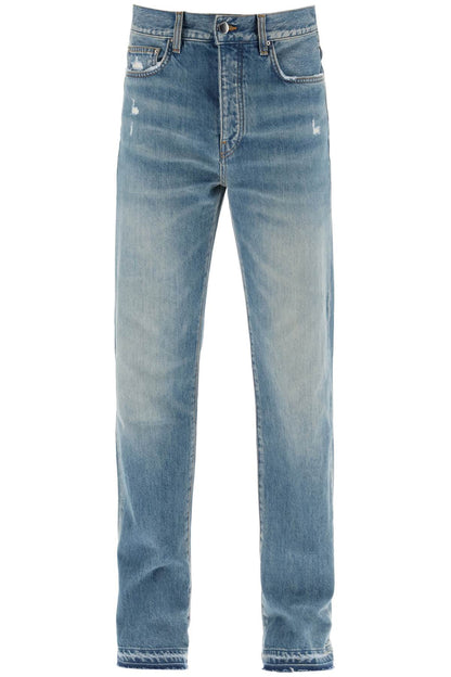 "five-pocket Distressed Effect Jeans"  - Blue