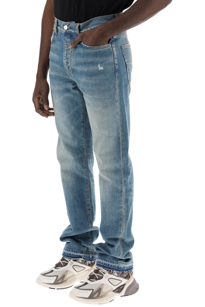 "five-pocket Distressed Effect Jeans"  - Blue