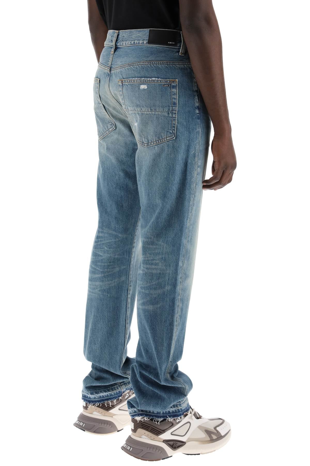 "five-pocket Distressed Effect Jeans"  - Blue