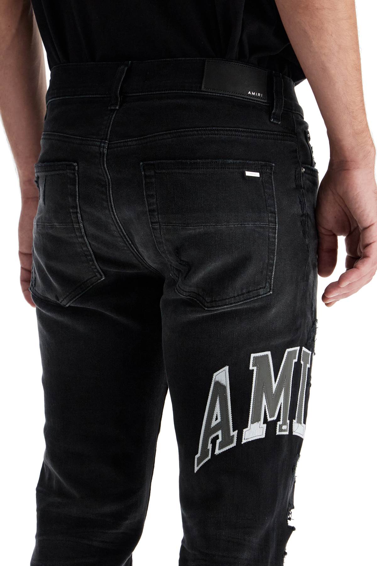 Skinny Jeans With Varsity Logo  - Black