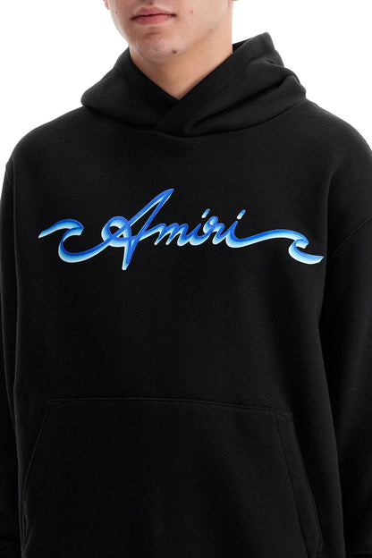 Hooded Sweatshirt With Logo Print  - Black