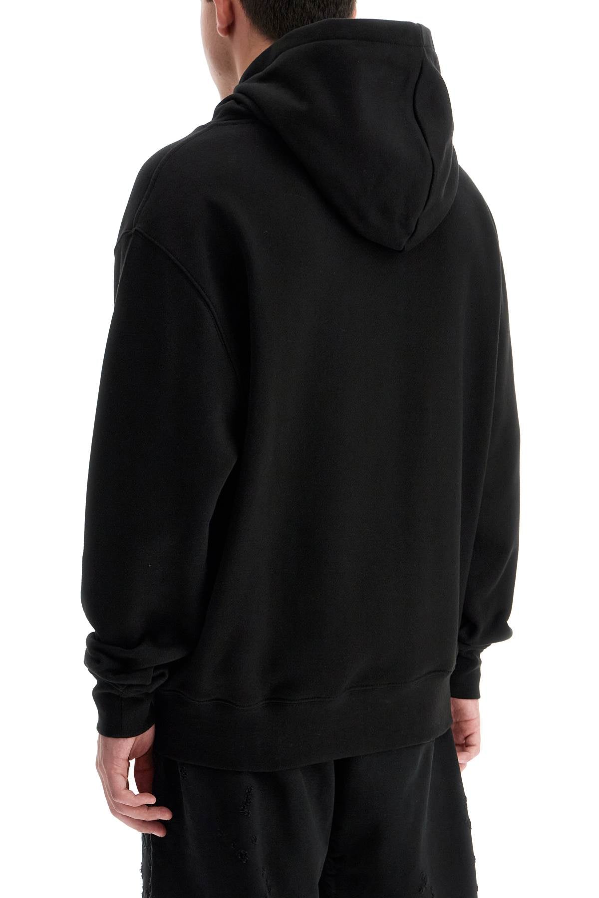 Hooded Sweatshirt With Logo Print  - Black