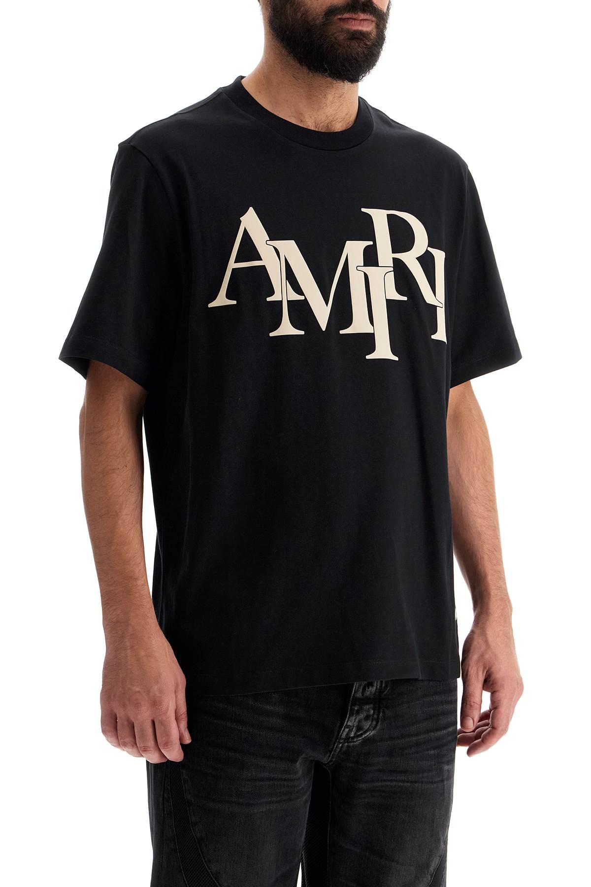 Amiri Staggered Logo  - Black