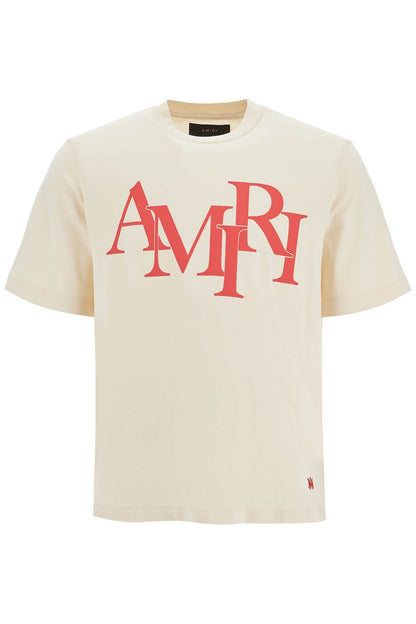 Amiri Staggered Logo  - White