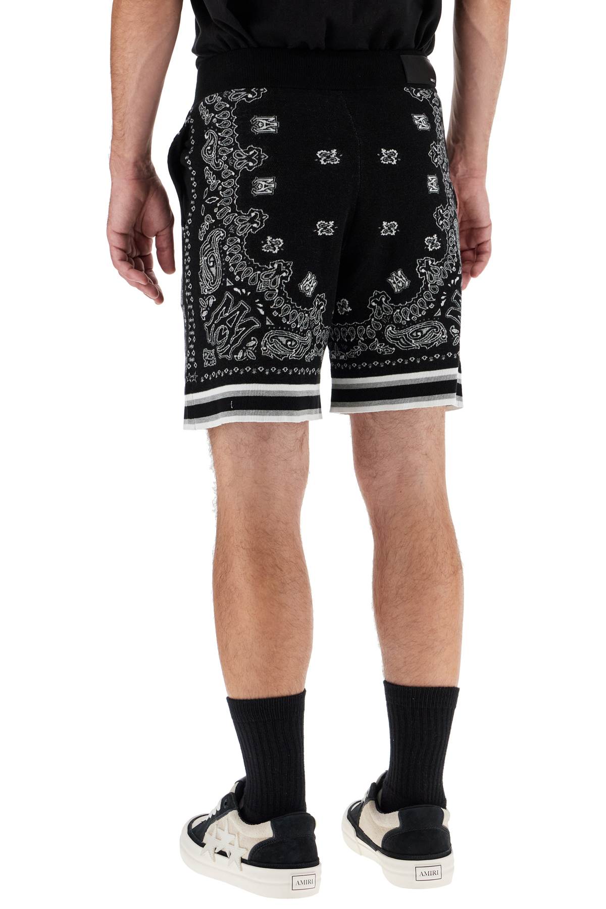 Knitted Bandana Bermuda Shorts  - Black