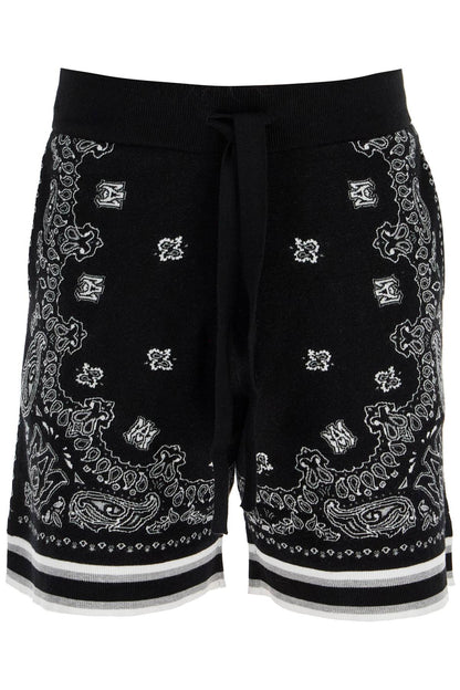 Knitted Bandana Bermuda Shorts  - Black