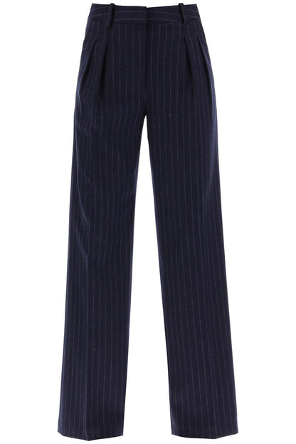 Amoya Pinstripe Wool Trousers  - Blu