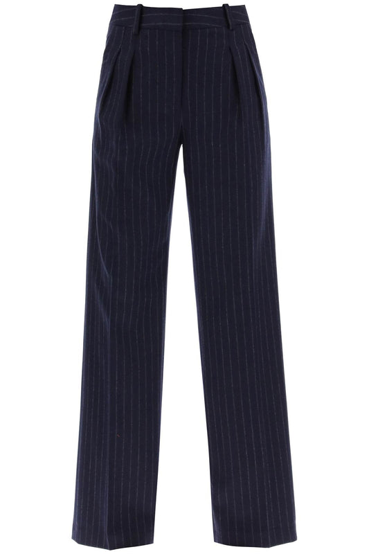 Amoya Pinstripe Wool Trousers  - Blu