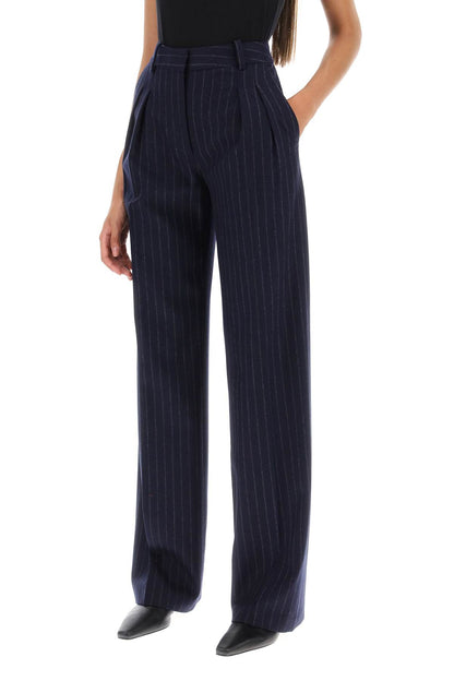 Amoya Pinstripe Wool Trousers  - Blu