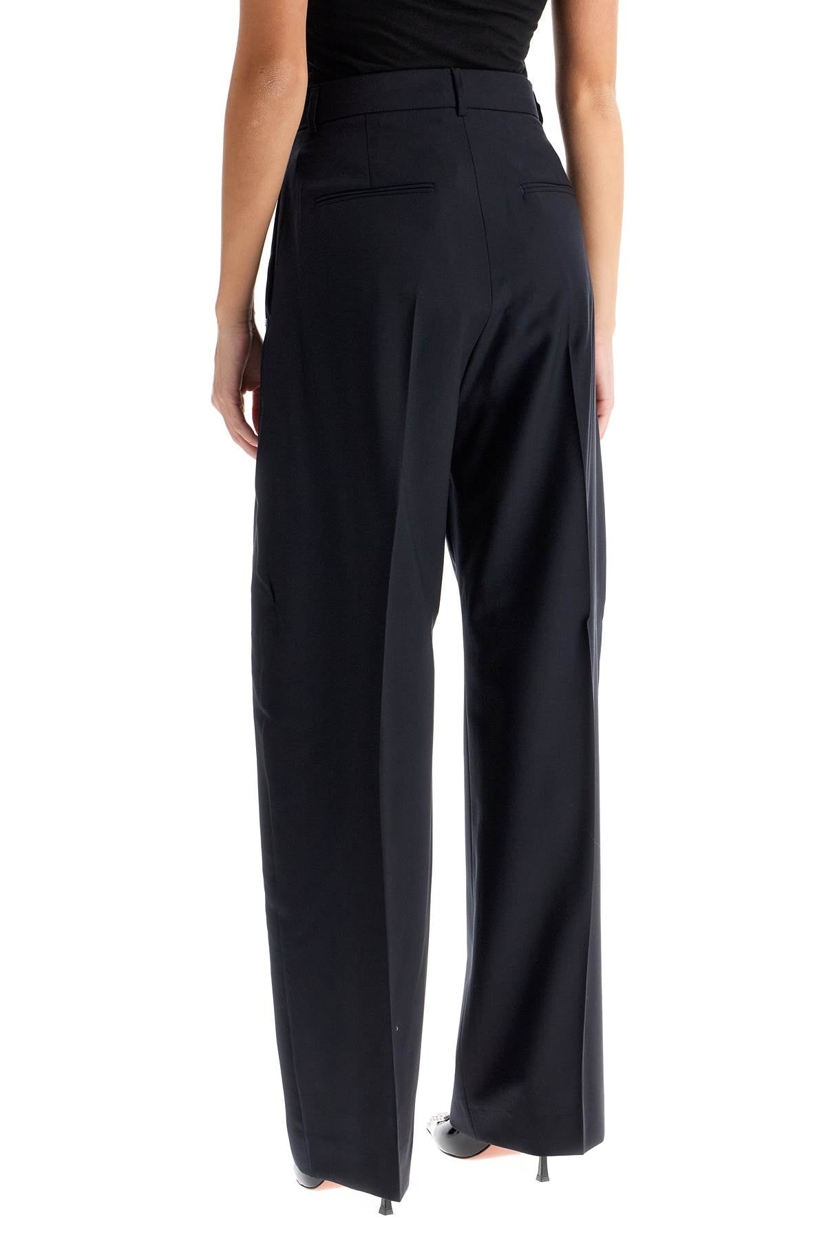 Tailored Trousers In Cool Wool Fabric  - Blue