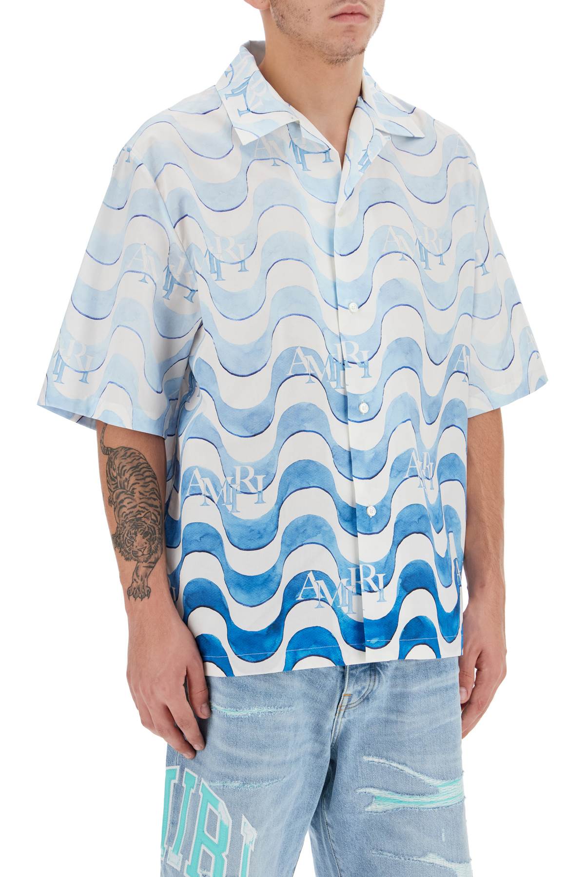 Printed Cotton Shirt  - Blue