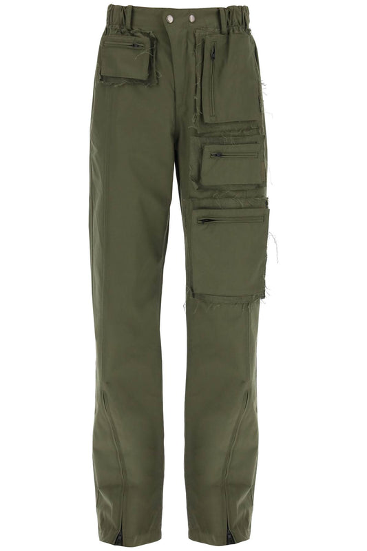 Cargo Pants With Raw-cut Details  - Verde