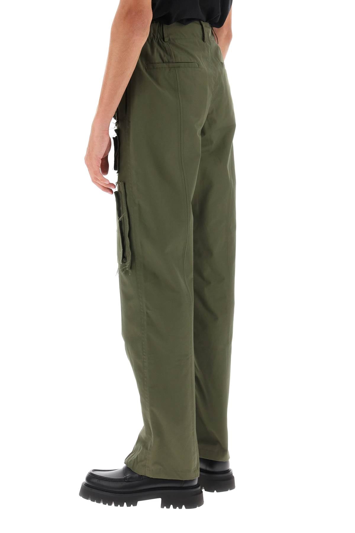 Cargo Pants With Raw-cut Details  - Verde