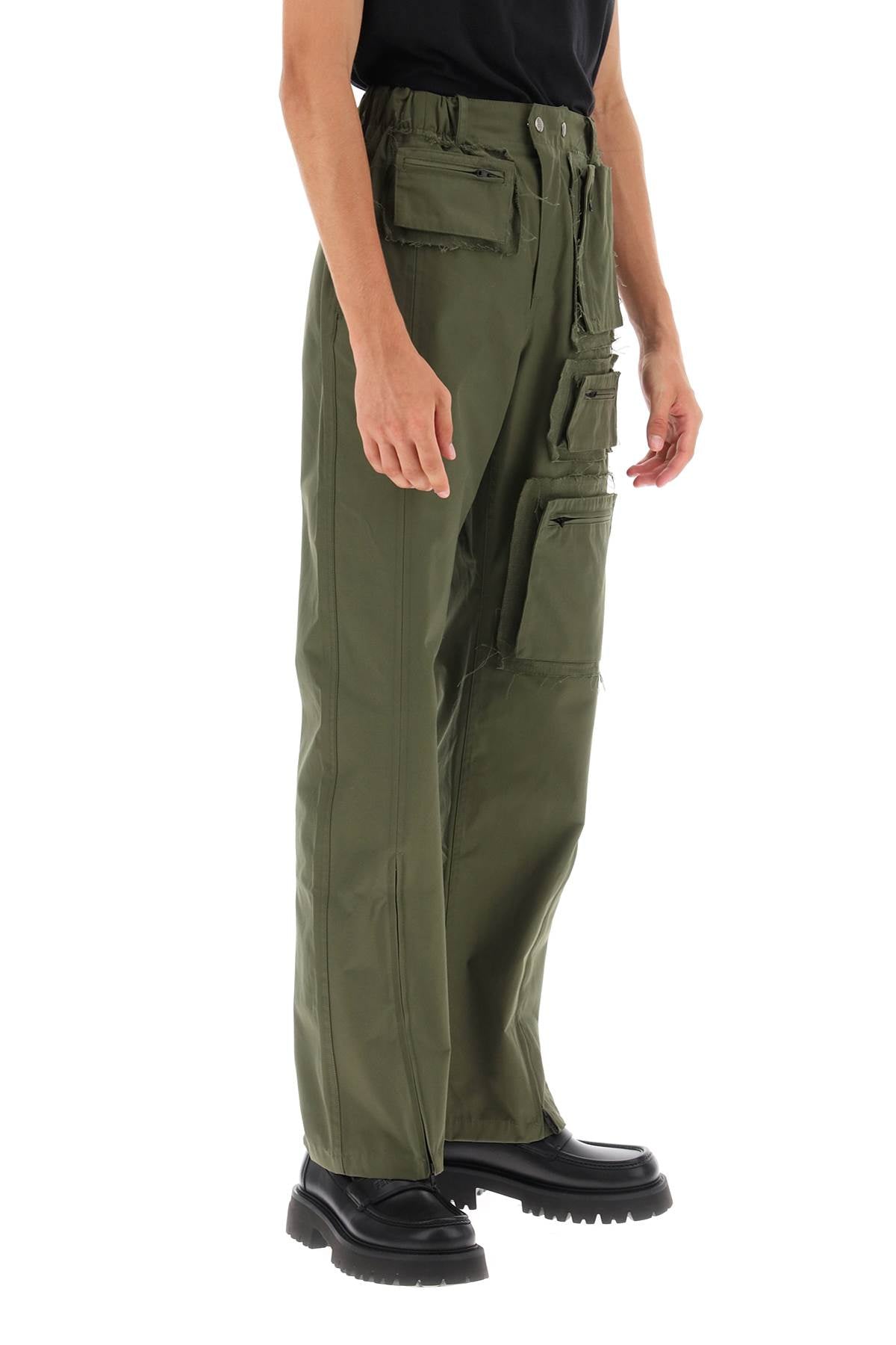 Cargo Pants With Raw-cut Details  - Verde