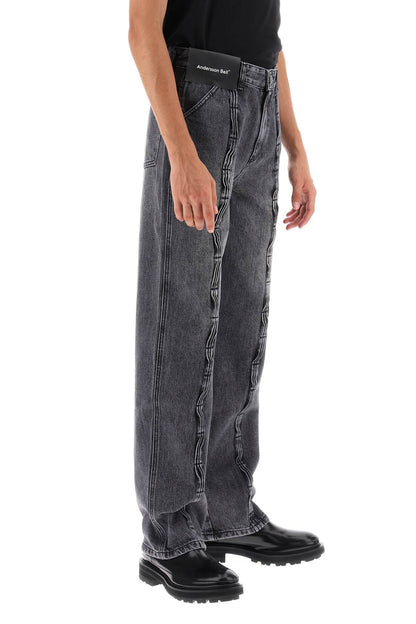 Wave Wide Leg Jeans  - Grigio