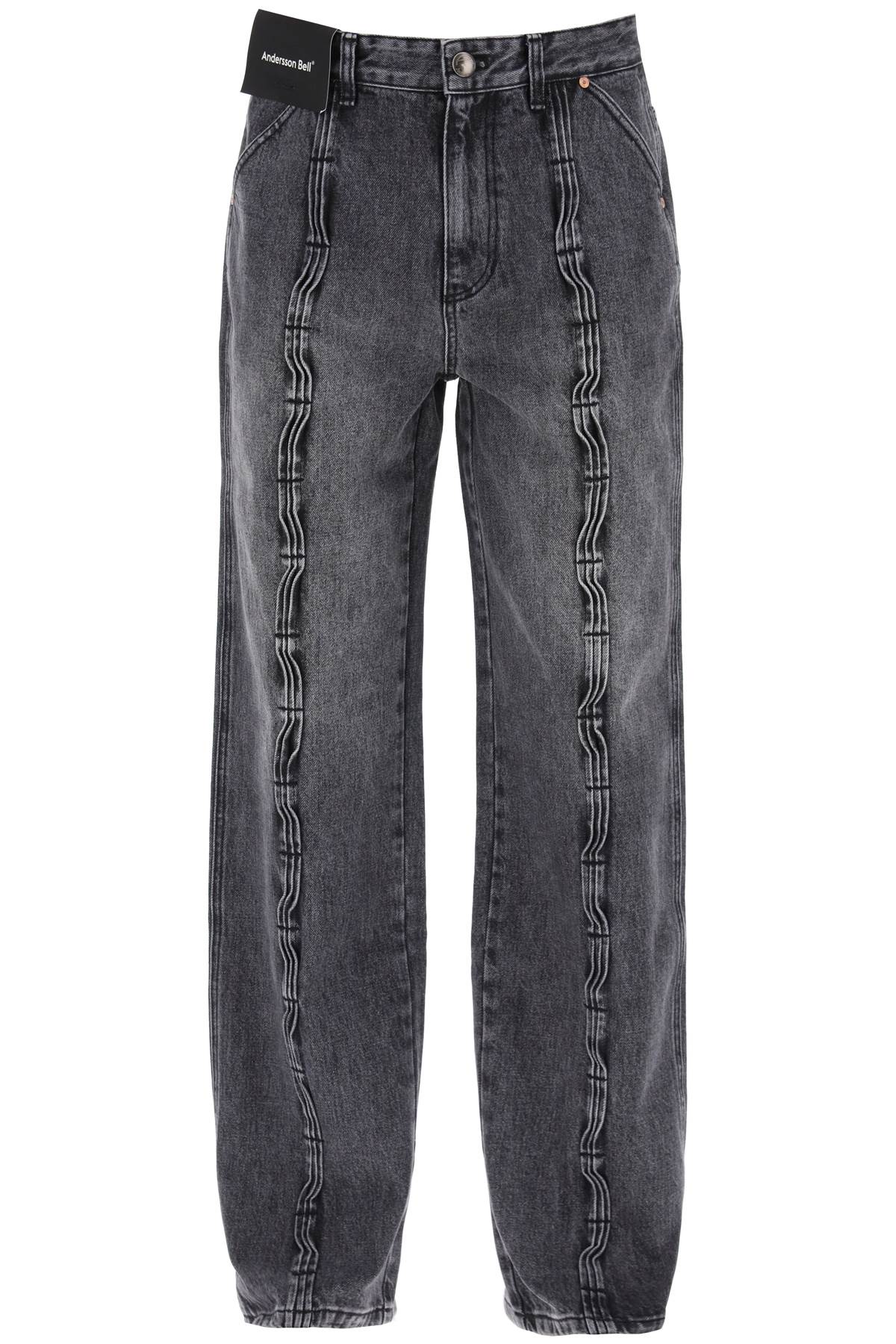 Wave Wide Leg Jeans  - Grigio