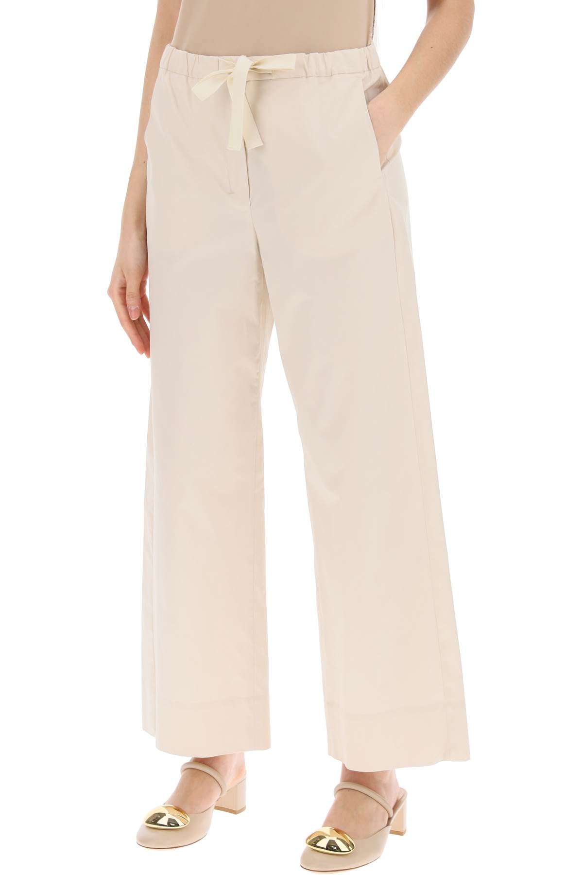 Cropped Silver Pants  - Beige