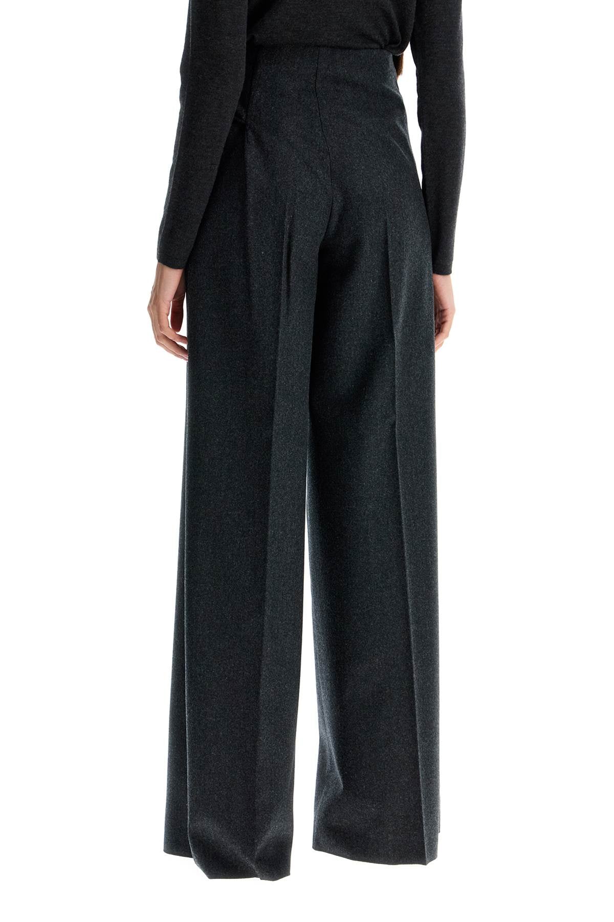 Stretch Wool Pants With Bow Detail  - Grey