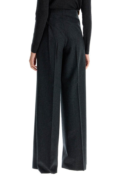 Stretch Wool Pants With Bow Detail  - Grey