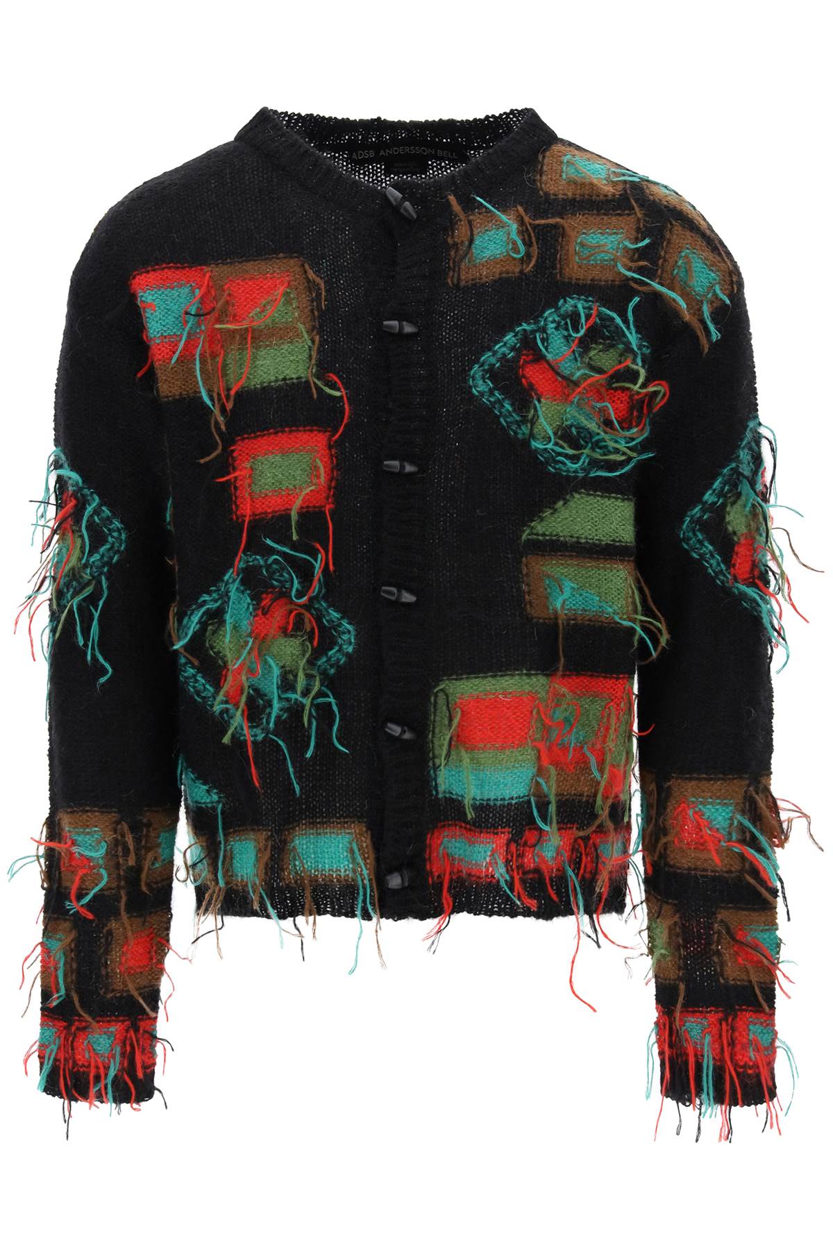 'village' Intarsia Cardigan  - Nero